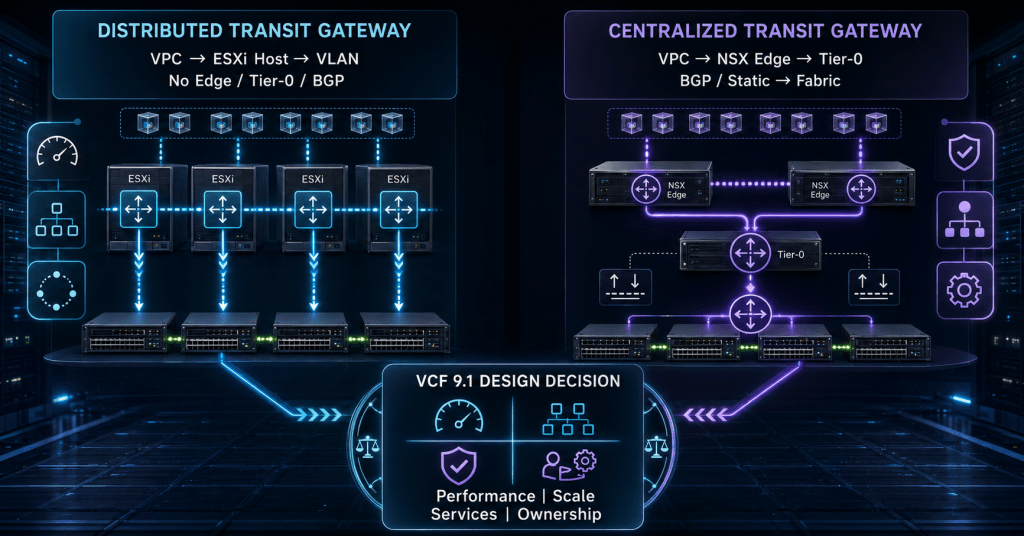 VCF 9.1 VPC Networking: Distributed vs. Centralized Transit Gateway Designs VCF 9.1 VPC Networking: Distributed vs. Centralized Transit Gateway Designs