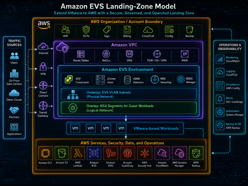 Amazon EVS as a VMware Cloud Landing Zone: What Changes Inside an AWS VPC Amazon EVS as a VMware Cloud Landing Zone: What Changes Inside an AWS VPC